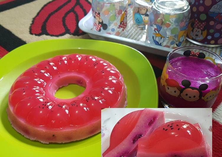 resep makanan Puding susu santan toping naga