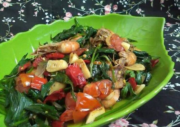 Resep Tumis daun ubi dan udang (menu diet) Oleh Arofah