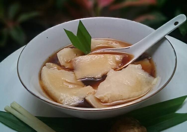 cara membuat Kembang tahu saus jahe (puding susu kedelai)