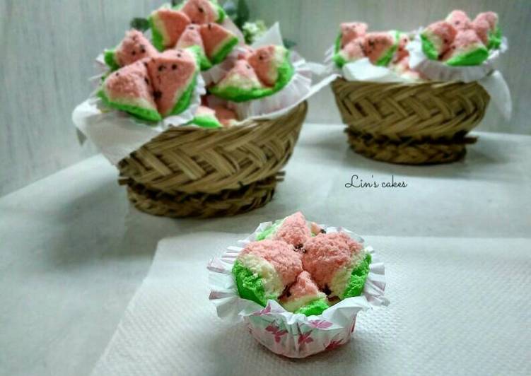Resep Bolu kukus mekar motif semangka By Lin's cakes
