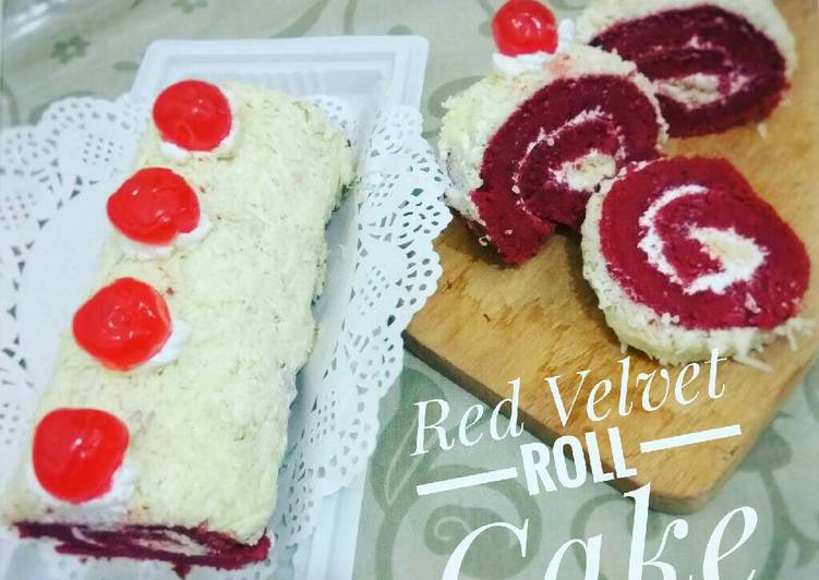 resep lengkap untuk #merahputih Red Velvet Roll Cake