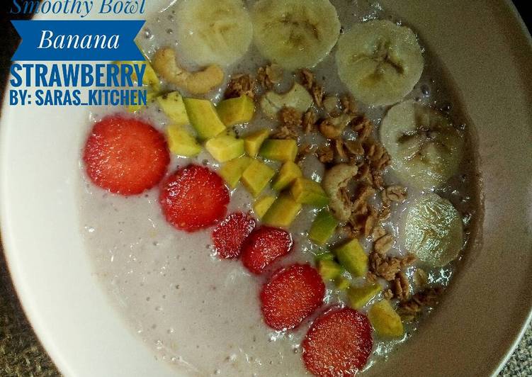 gambar untuk cara membuat Smoothie Bowl Banana Strawberry ????