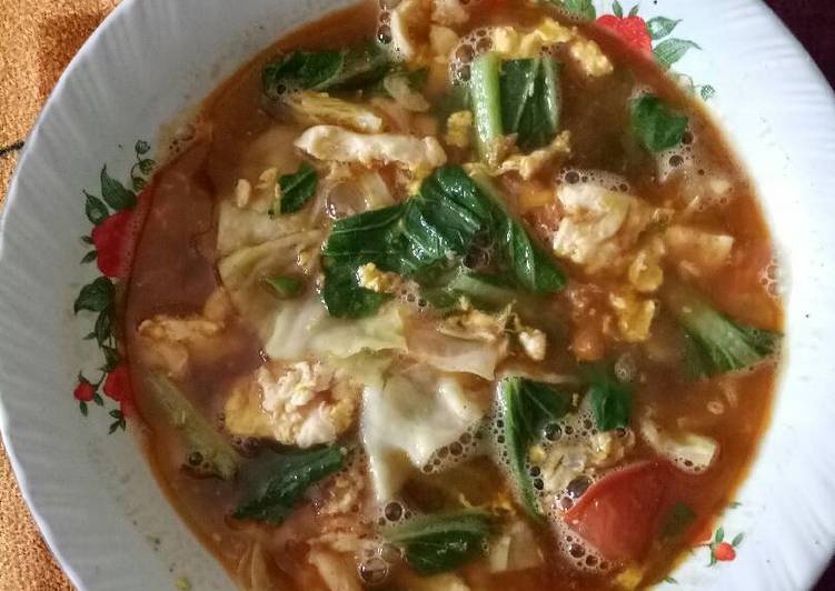 gambar untuk cara membuat Sayur sawi, kol, telor orak arik