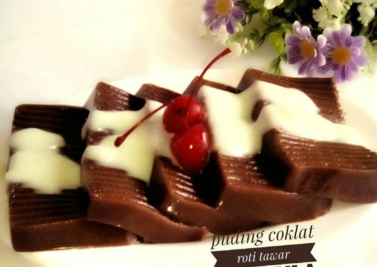 resep makanan Puding coklat roti tawar with vla vanila