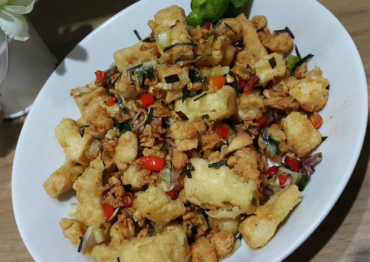 resep Tahu crispy bawang garam pedas