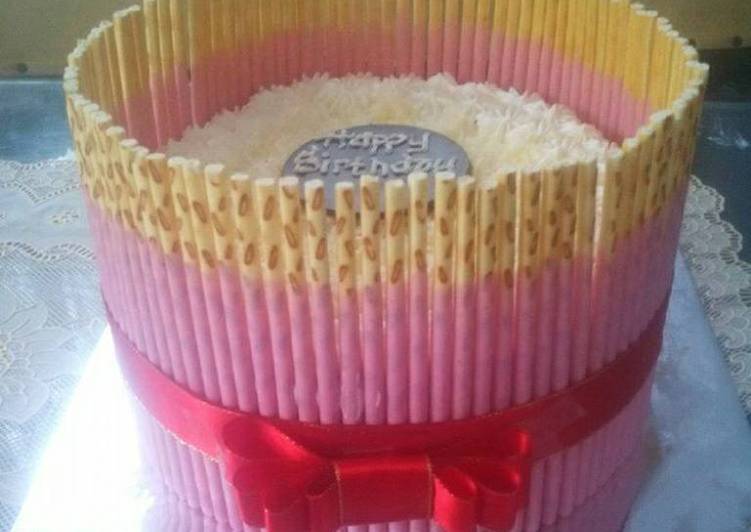 cara membuat Cake ultah pocky