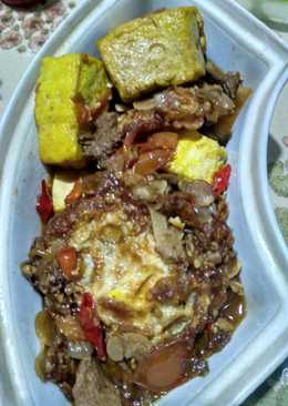 Tahu Telor Ceplok Bumbu Tauco (pedess)