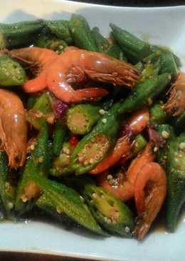 Okra masak udang saus tiram