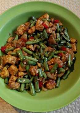 Tumis buncis-tempe kecap (pedas manis)