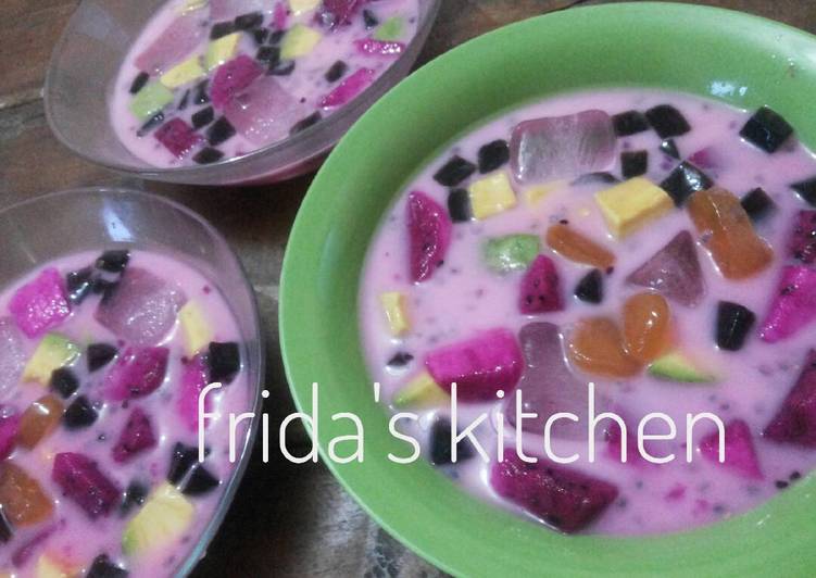 Resep Es buah dengan sirup marjan kw Kiriman dari Afrida Rahmawati