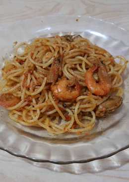 Mie sphageti balado udang vs kerang