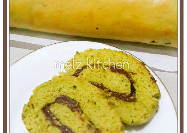 bahan dan cara membuat Bolu Gulung Greentea Nutella