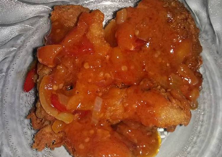 gambar untuk resep makanan Kulit ayam krispy saos asam manis pedas