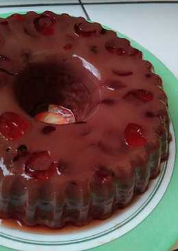 Puding coklat Roti tawar saus Fla praktis