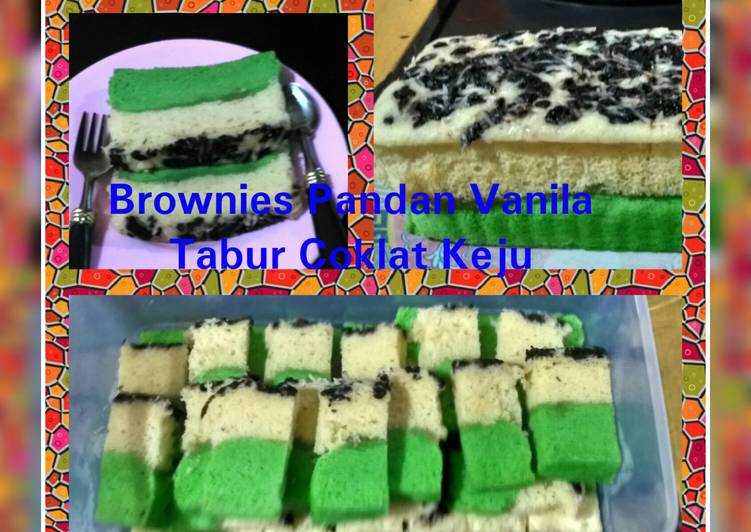 Resep Brownies Pandan Vanila (Tabur Coklat Keju) - Ludfianti Wuri