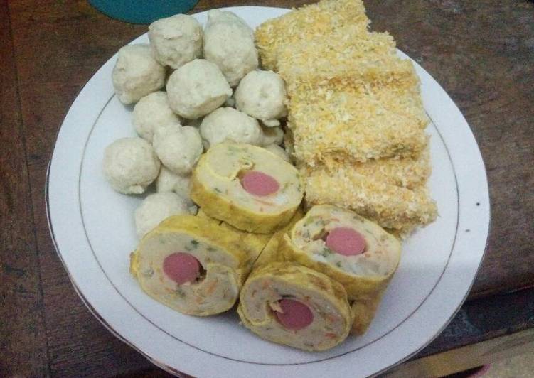 resep makanan Nugget rollade pentol ayam dalam 1 adonan