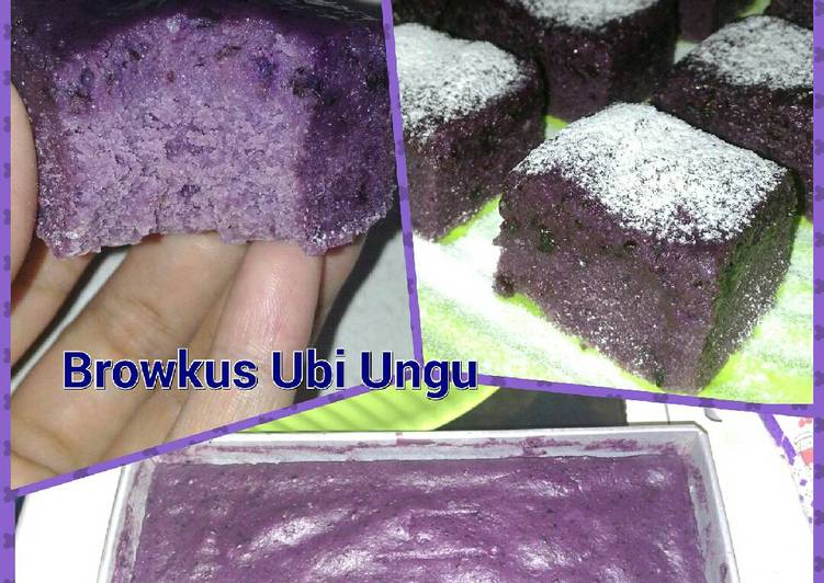 bahan dan cara membuat Brownies Kukus Ubi Ungu Mamah Raihaan