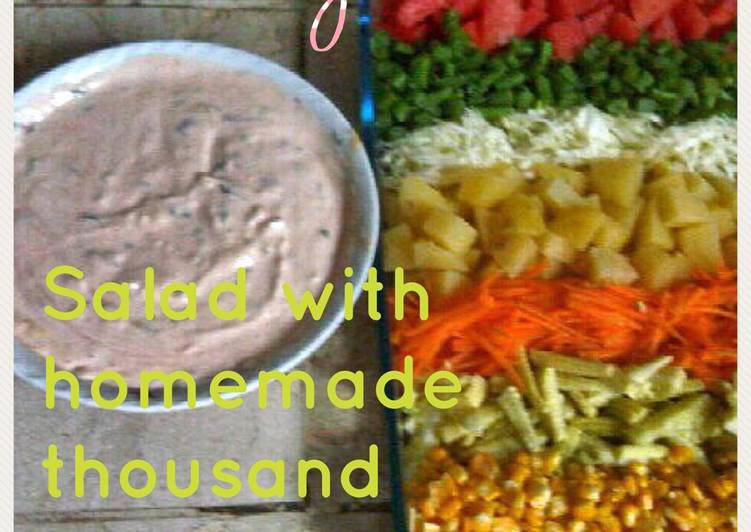 cara membuat Salad with homemade thousand island dressing