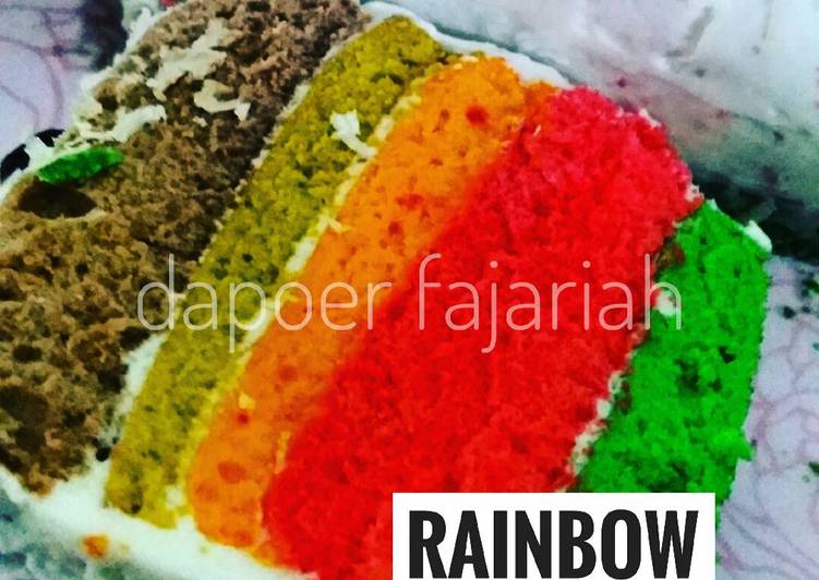 resep Rainbow cake kukus mini lembut banget untuk pemula (anti gagal)