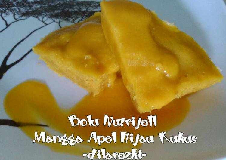 resep makanan Bolu Nutrijell Mangga Apel Hijau Kukus yang Legit ??