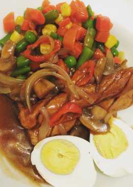 Sosis telor mix vegetable with saus bbq ala diet DEBM