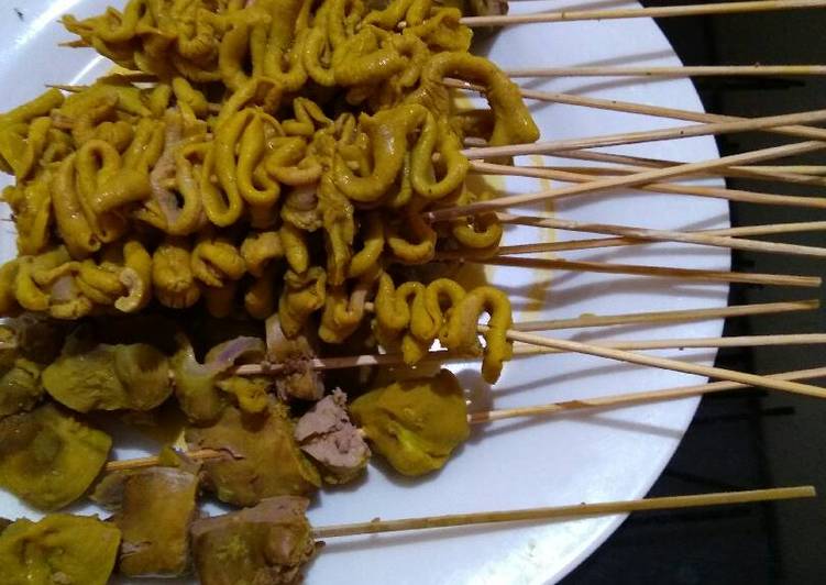 resep masakan Sate usus,ati dan ampela goreng ala mama nadyne??