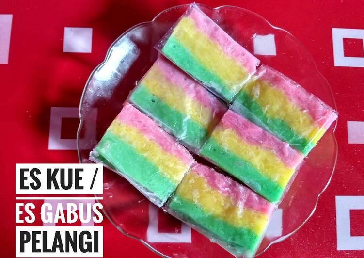 cara membuat Es Kue / Es Gabus Pelangi