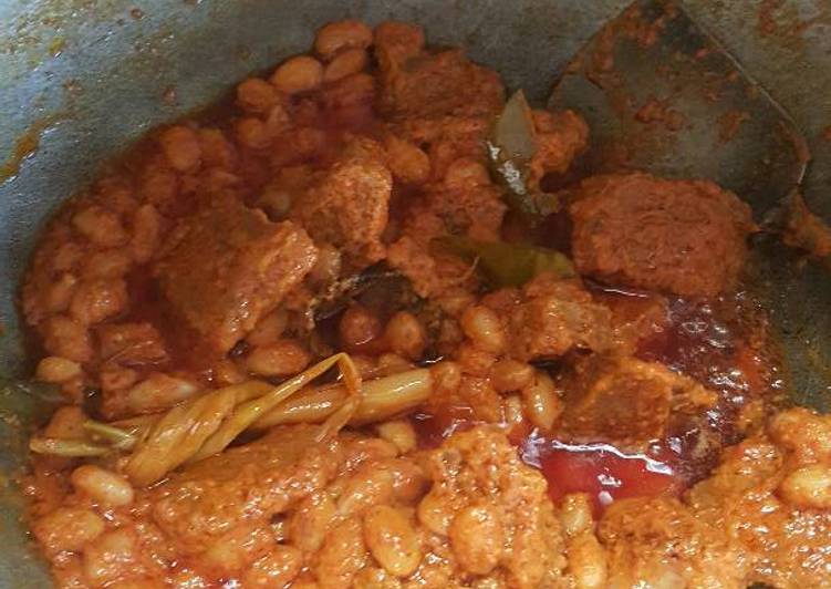 resep lengkap untuk Rendang Daging dan kacang merah