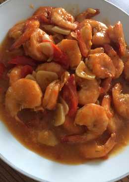 Udang jahe saos pedas (prawn with ginger spicy sauce)