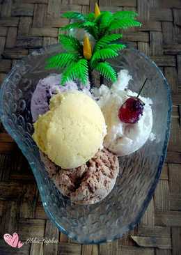 Ice cream homade anti gagal (durian, taro, vanilla n cokelat)