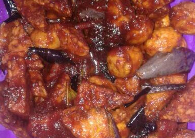 resep Sambal semur tempe campur terong & telur puyuh