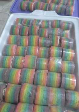 Mini roll cake pelangi