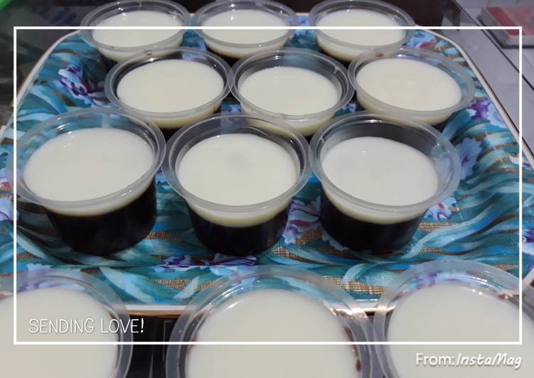 cara membuat Puding Coklat Vla Vanilla