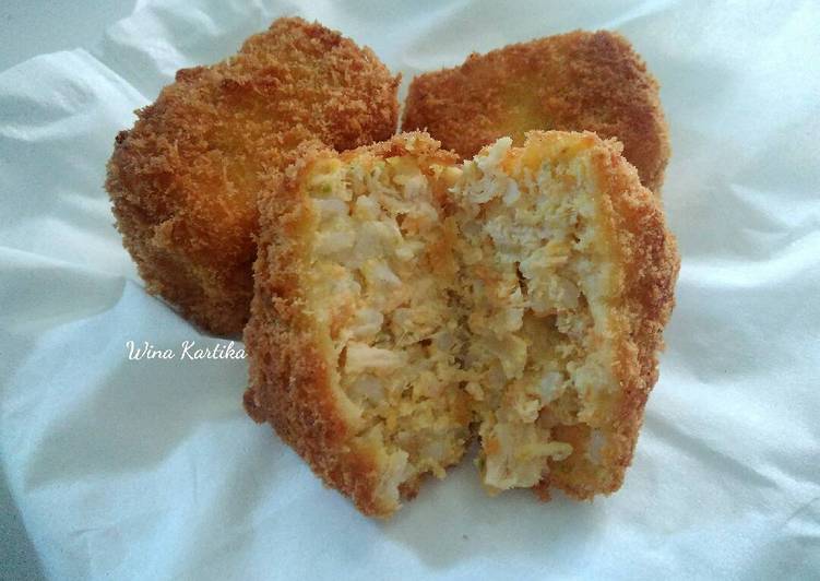 resep lengkap untuk Nugget Nasi Ayam Wortel Buncis / MPASI 1+