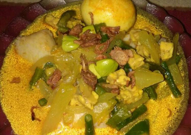 resep lengkap untuk Ketupat sayur labu siam,kacang panjang