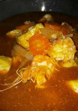 Udang, wortel dan tahu asam manis