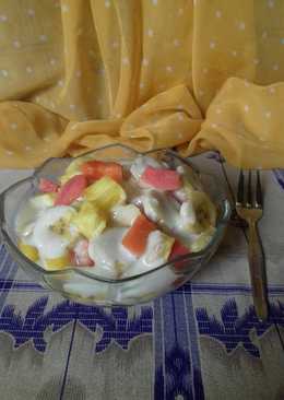 Salad buah simple saus yogurt