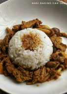 Nasi daging cah jamur