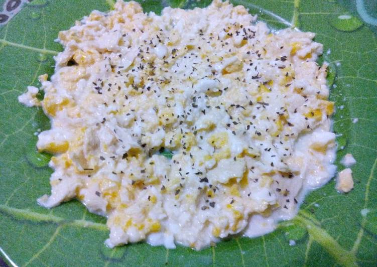 cara membuat Scramble egg with tofu (menu batita 1y+)