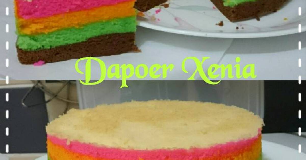 Resep Steamed Rainbow Cake 🌈