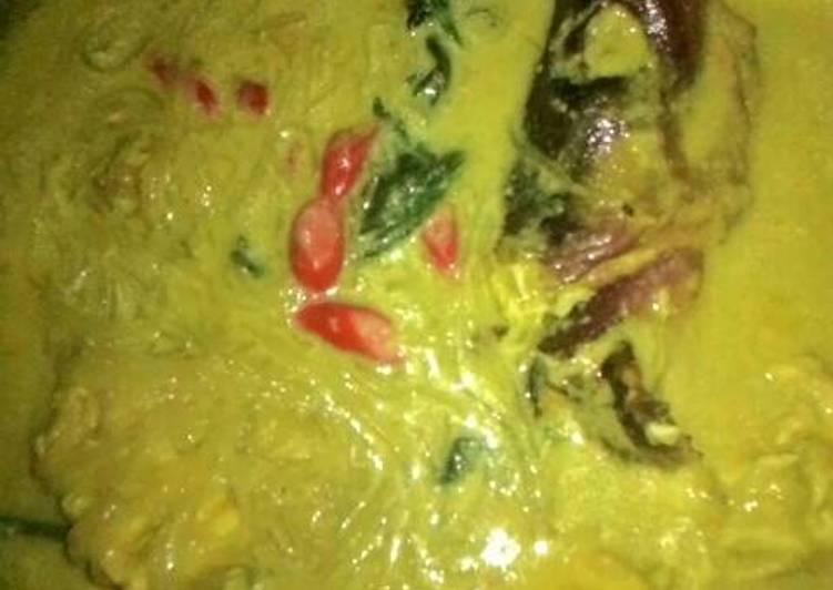 bahan dan cara membuat Patin gulai kuning mix telor+tempe