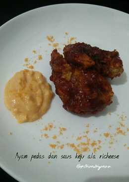 Ayam pedas dan saus keju ala richeese