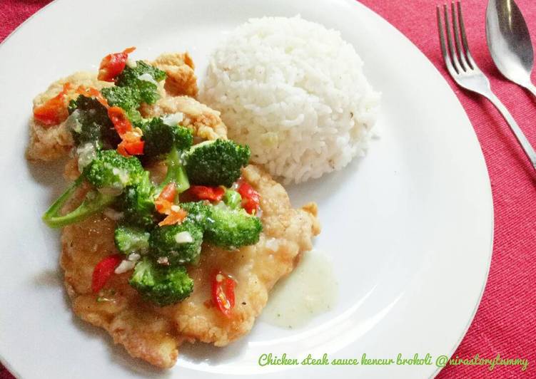 bahan dan cara membuat Chicken steak saus kencur brokoli