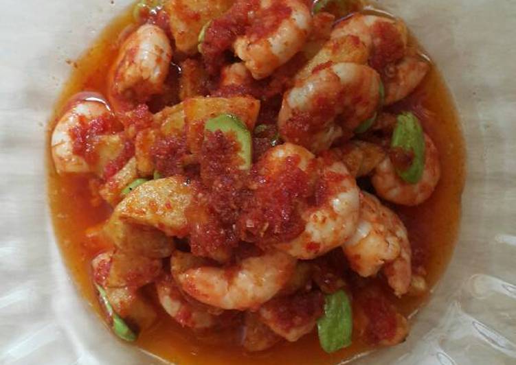 cara membuat Udang kentang Sambal