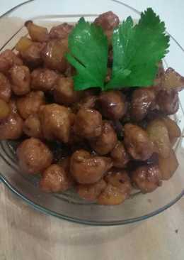 Semur kecap bola daging ayam dan kentang