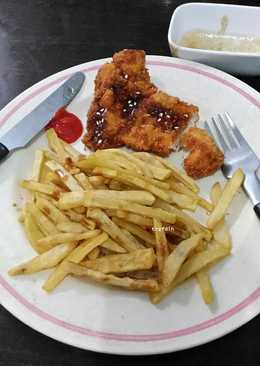 Chicken Katsu Saus Teriyaki dan Kentang Goreng
