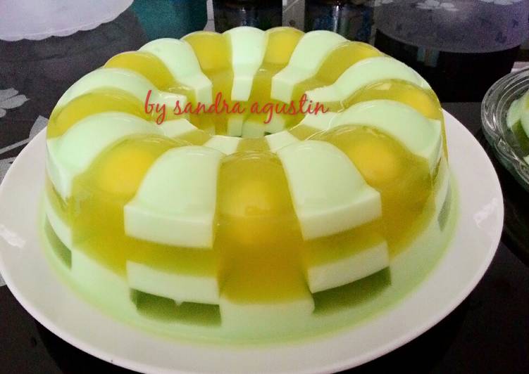 resep lengkap untuk Puding Domino Melon Markisa