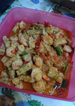 Udang tempe bumbu kemiri