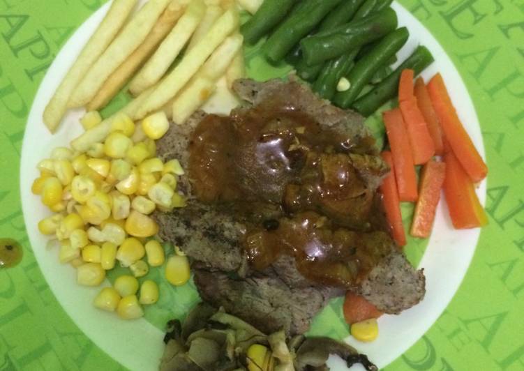 resep lengkap untuk BEEF STEAK with BROWN SAOS