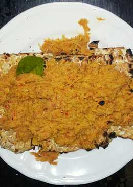 Tempe bakar sambal urap pedas